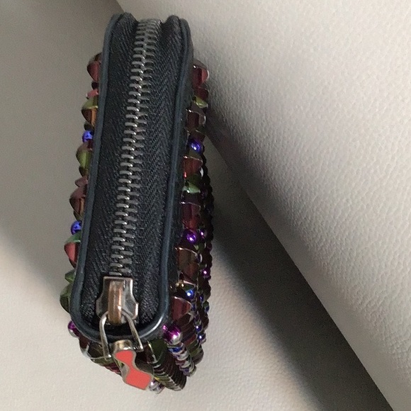 EUC. CHRISTIAN LOUBOUTIN Panettone Spike Long Zip Around Wallet in Black Multi - Picture 4 of 15